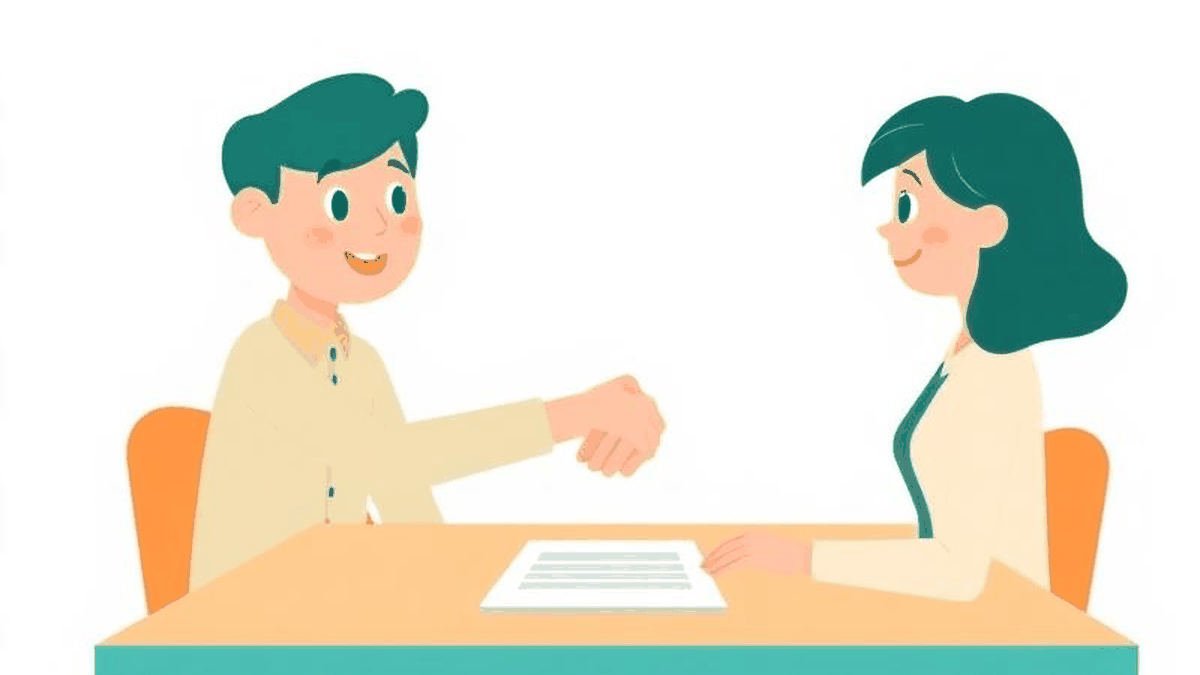 Illustration of a person signing as a witness while another person looks on