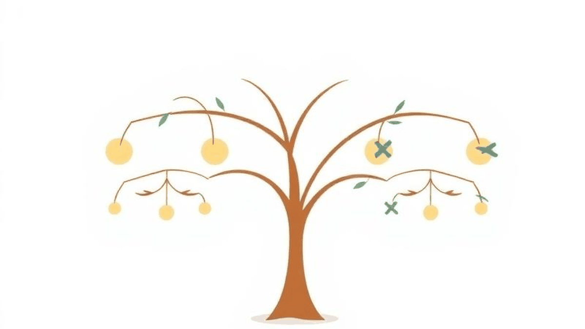 Illustration of a family tree diagram with alternative branches highlighted