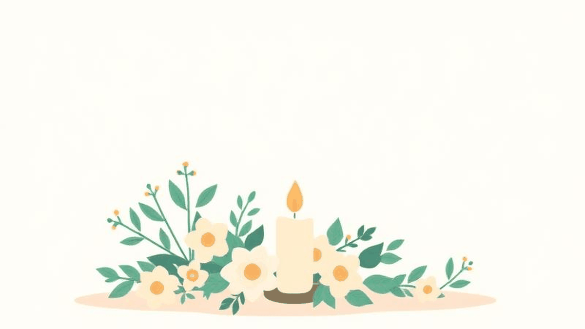 Illustration of a candle and flowers representing recorded funeral wishes
