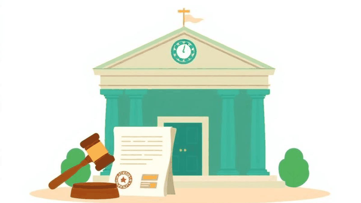 Illustration of official documents being stamped, representing the probate process