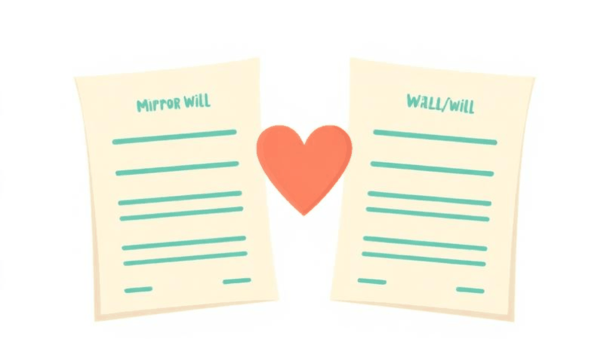 Illustration of two separate will documents side by side, representing mirror wills