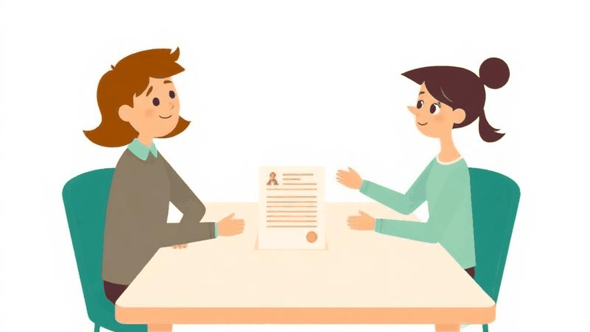 Illustration of two people reviewing a document together, representing a disagreement over a will