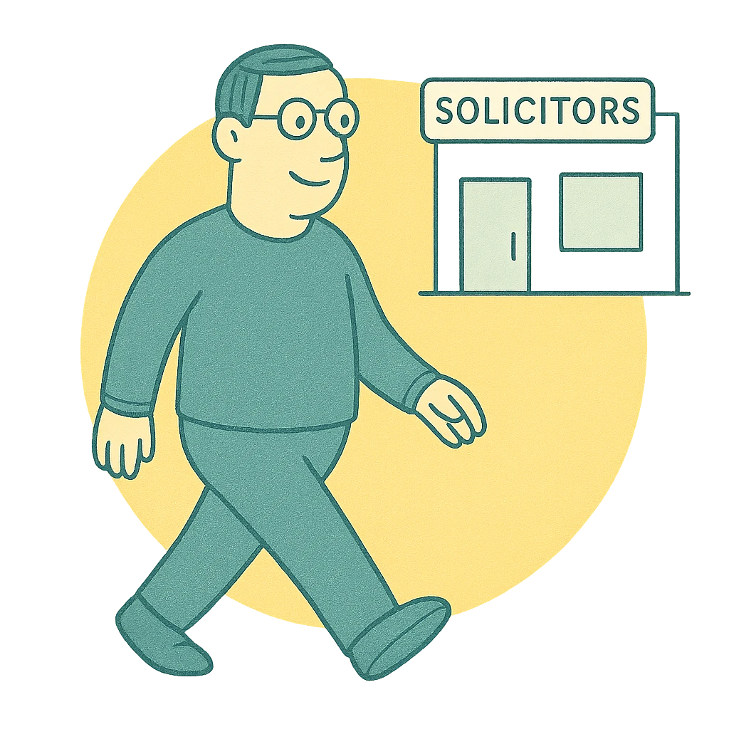 Person visiting solicitor's office for legal advice