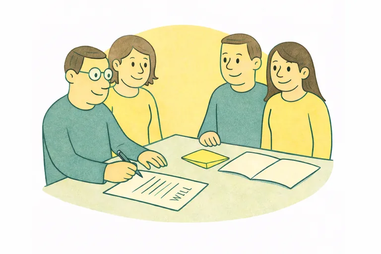People signing a will together